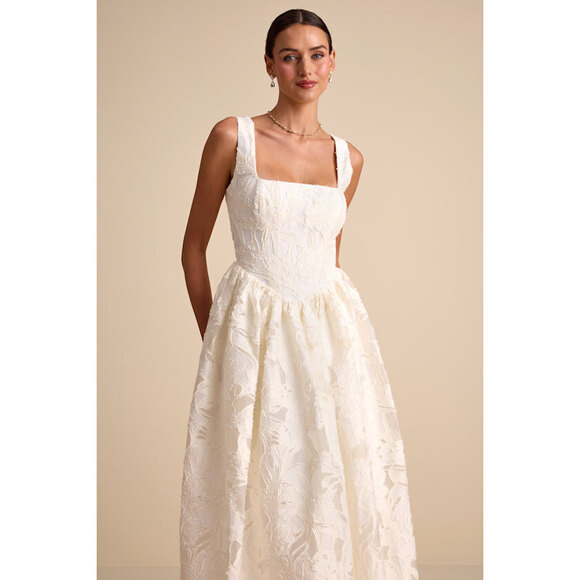 Lulus Dresses & Skirts - Lulus Corsen Ivory Floral Jacquard Corset A-line Maxi Dress White - Size M